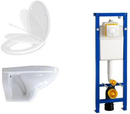 Wisa Adema Classic toiletset bestaande uit inbouwreservoir softclose toiletzitting en Argos bedieningsplaat wit 0704406 0261520 4345124