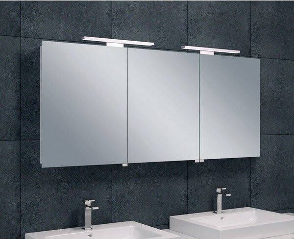 Xellanz Spiegelkast Larissa 160x60x14cm Aluminium LED Verlichting Stopcontact Binnen en Buiten Spiegel Glazen Planken online kopen