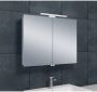 Xellanz Spiegelkast Larissa 80x60x14cm Aluminium LED Verlichting Stopcontact Binnen en Buiten Spiegel Glazen Planken - Thumbnail 2
