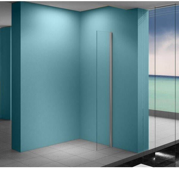 Xellanz Eco zijwand 40x200cm 8mm gehard glas met Nano coating en chroom profiel 20.4046