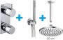 Xellanz Regendoucheset Inbouw Plafond Mila 20cm Rond Chroom Thermostaatkraan Handdouche - Thumbnail 2
