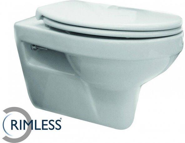Xellanz Toiletpot Hangend Trevi 53x36.5x36cm Wandcloset Keramiek Diepspoel Nano Coating EasyClean Rimless Glans Wit met Softclose Toiletbril