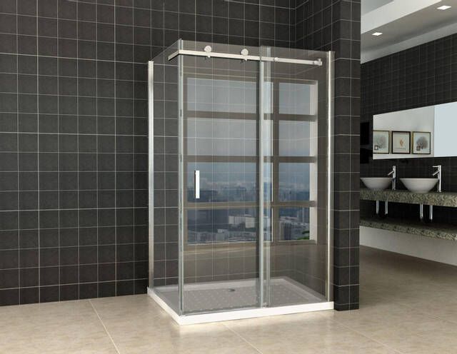 Xellanz Wiesbaden Pared cabine met 1 schuifdeur 1400 x 900 x 2000 x 8 mm nano helder glas chroom 20.3864