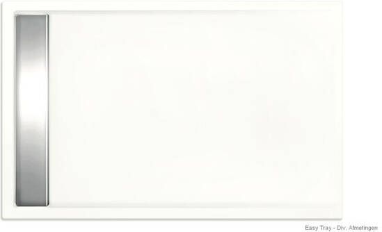 Xenz Douchevloer Easy Tray | 170x80 cm | Incl.Gootcover en Afvoersifon | Acryl | Rechthoek | Wit mat