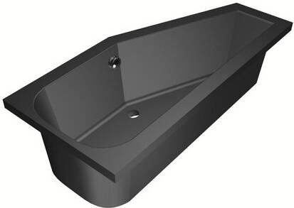 Xenz Lagoon Hoekbad 160x75x48 afvoer Midden Rechts Compact acryl ebony 6981-29