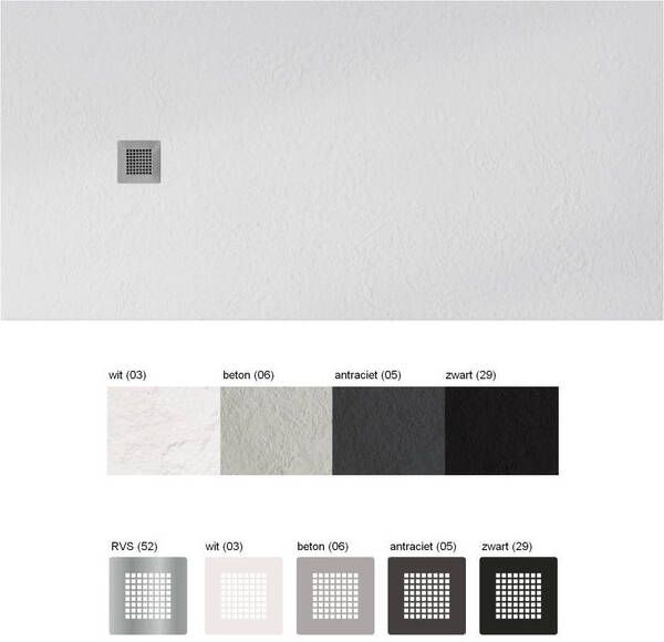 Xenz Soft douchevloer 120x90x3 rvs square drain mat zwart STS090120-29-52