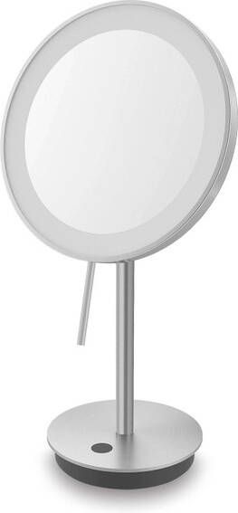 Zack Alona cosmeticaspiegel 13.3x20x37.8cm staand spiegel kantelbaar met batterijen mat geborsteld 40140