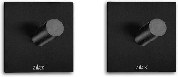 Zack Duplo handdoekhaak 4.2x4.2cm vierkant zelfklevend Mat Zwart set van 2 40353