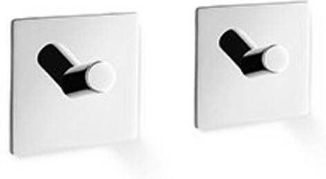 Zack Peco handdoekhaak 4.2x4.2cm vierkant zelfklevend Hoogglans Gepolijst RVS set van 2 40331