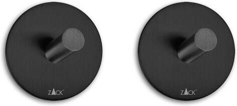 Zack Peco handdoekhaak 4.5x4.5cm rond zelfklevend Mat Zwart set van 2 40354
