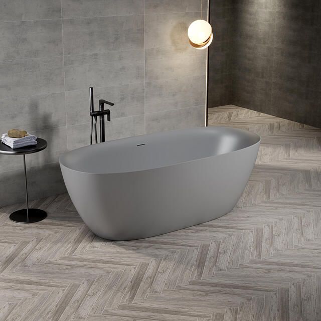 Zeza Eloise Vrijstaand bad 170x80cm acryl sifon mat grijs 6126_MG