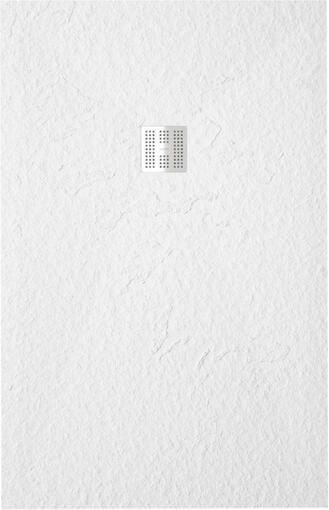 Zeza Grade douchevloer 100x190cm antislip antibacterieel mineraalmarmer rechthoek mat wit 400000000000019940