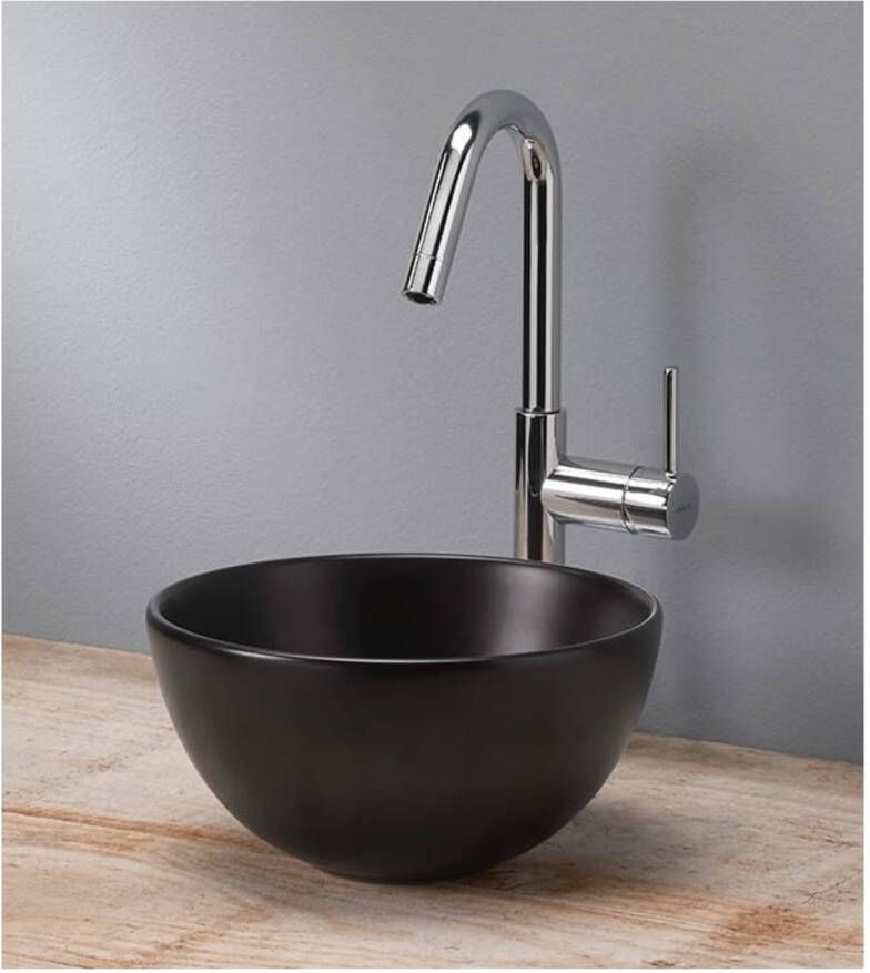 Beaux Tweedekans Poitiers ronde waskom zonder overloop Ø24x12 keramiek mat zwart 03435 - Foto 2