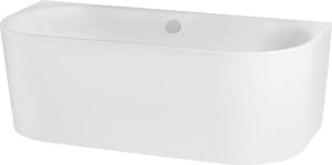 Ben Vico halfvrijstaand bad (back to wall) Glanzend wit 180x80cm met badafvoer overloop Chroom