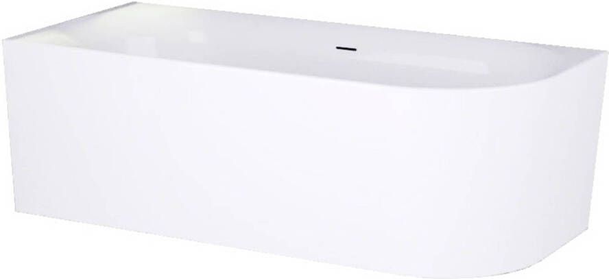 Ben Vico half vrijstaand hoekbad met 2 ligzijdes met hoek links 155x80cm glans wit acryl incl. afvoer met overloop wit