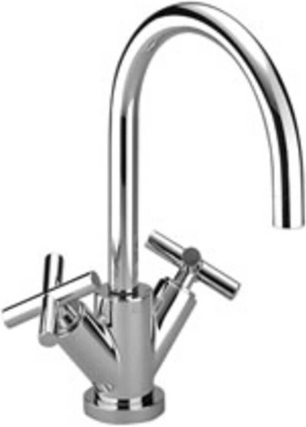 Dornbracht Tara. Wastafelkraan Uitloop 165 Mm. Draaibaar Kruisgreep Chroom
