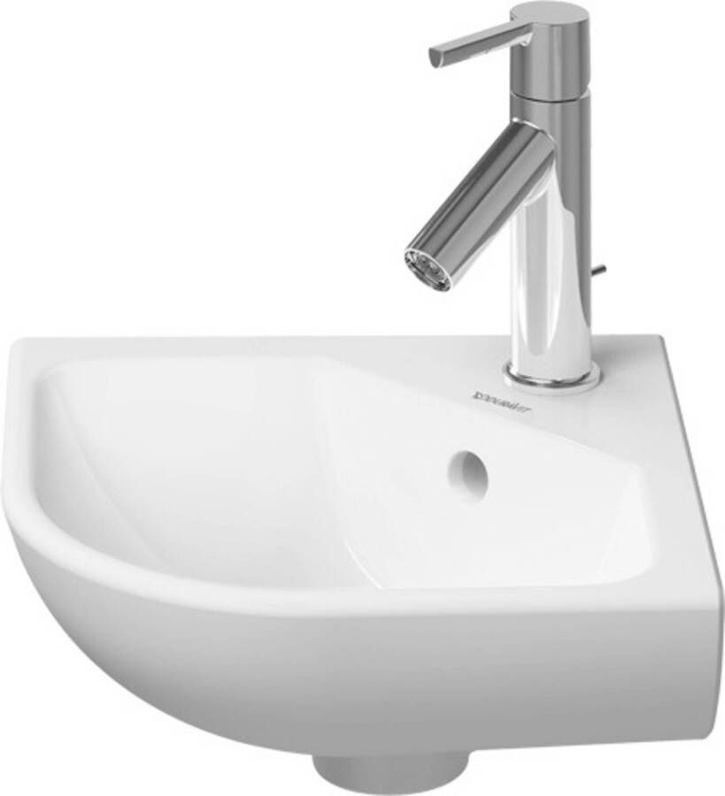 DURAVIT hoekfontein 43cm met overloop onderzijde geglazuurd 1 kraangat doorgestoken wit