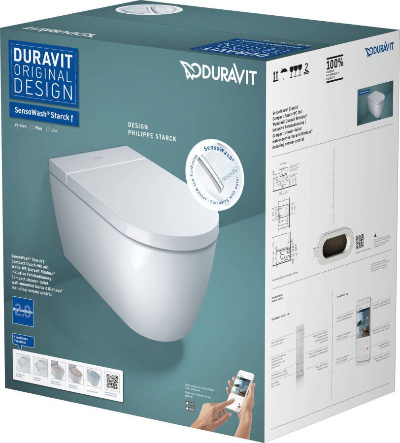 Duravit SensoWash Starck F Lite douche-wc incl. thermoplast toiletbril Wit