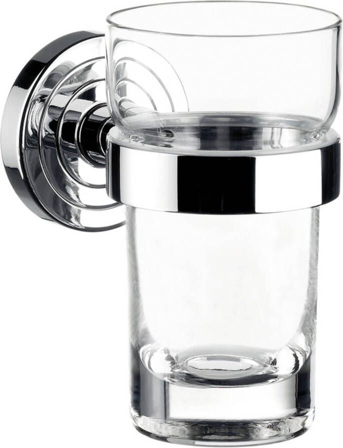 Emco Polo glashouder inclusief helder glas 11 5 x 9 8 cm chroom