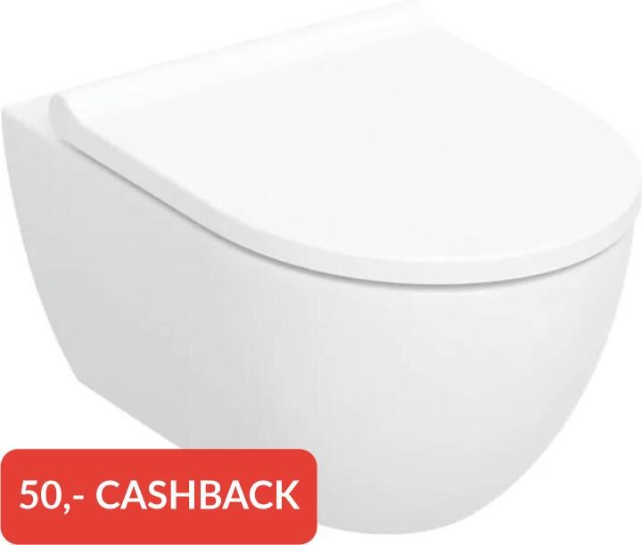 Geberit Acanto wc-pack hangend toilet 53 cm met KeraTect diepspoel TurboFlush en spoelrandloos met softclose en quick-release toiletzitting wit - Foto 2