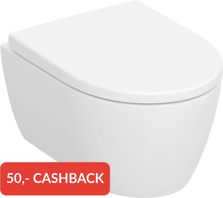 Geberit iCon Wandclosetset 49x35cm compact diepspoel rimless TurboFlush KeraTect softclose en quickrelease zitting glans wit 503.048.00.8 - Foto 2