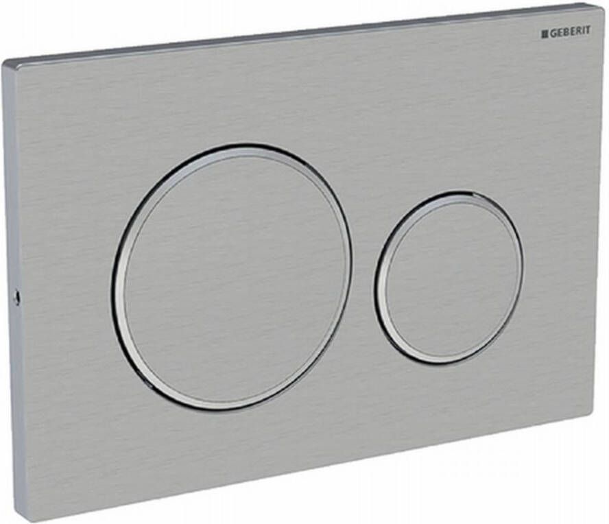 GEBERIT Sigma20 bedieningspaneel dubbele spoeling vastschroefbaar. Kleur: geborsteld rvs gepolijst geborsteld.