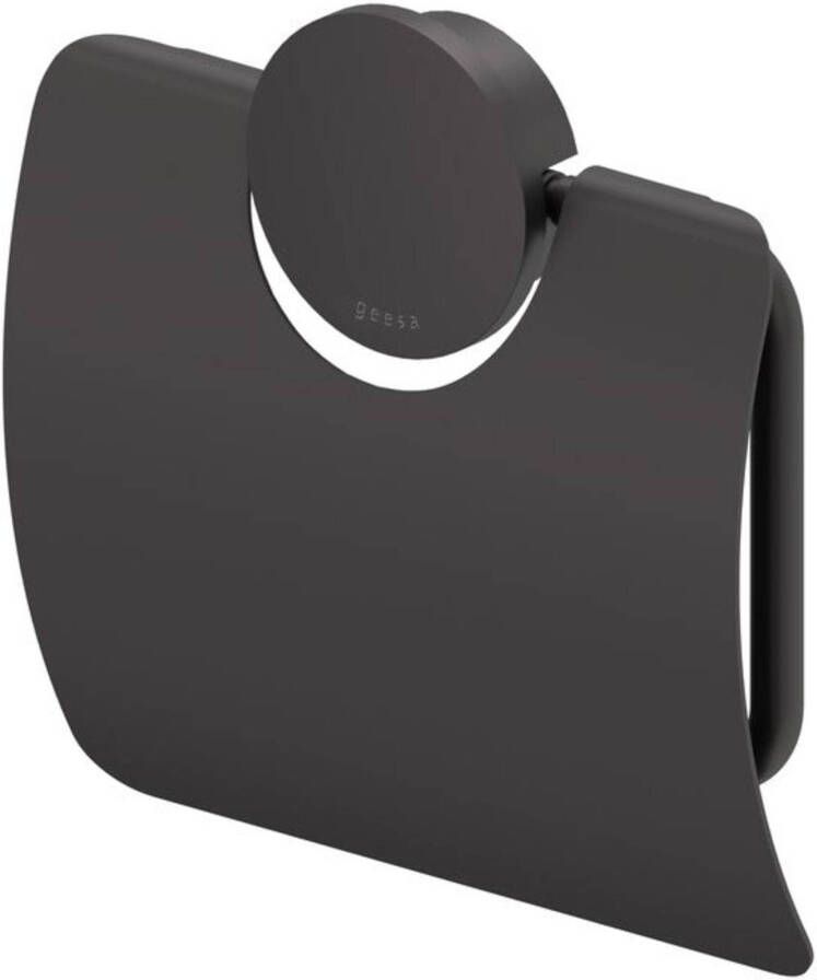 Geesa Opal toiletrolhouder met klep 14x1 9x14 2cm zwart