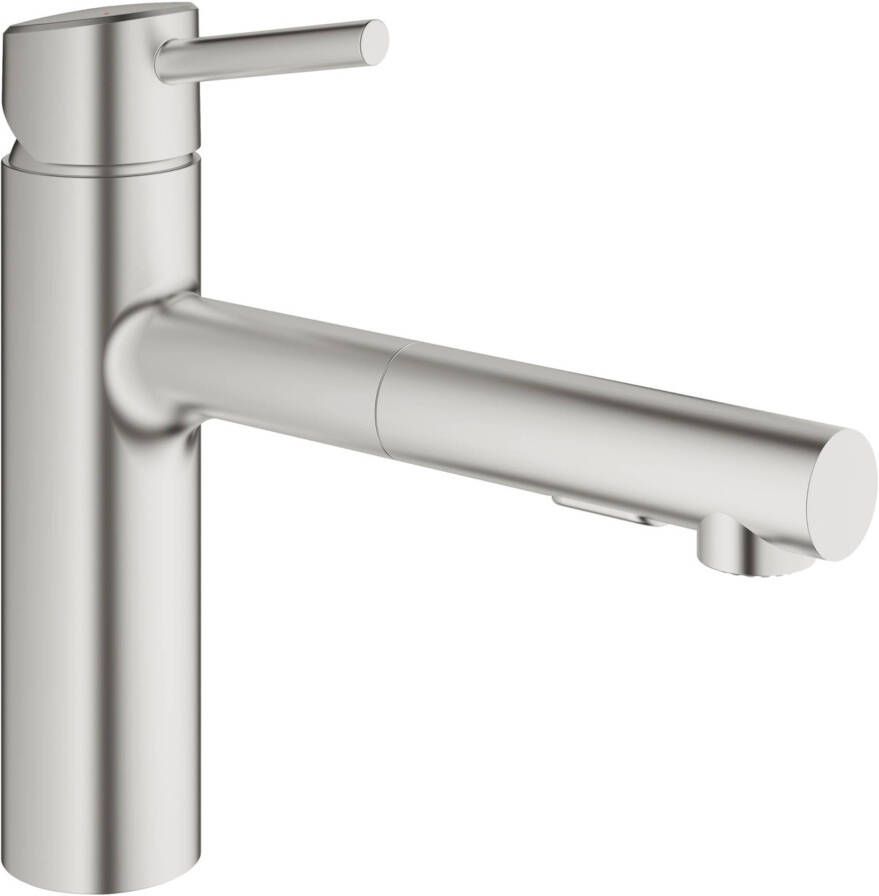 GROHE Concetto Keukenmengkraan eengreeps Dual Spray uittrekbaar 264mm hoogte 202mm uitloop medium draaibaar supersteel