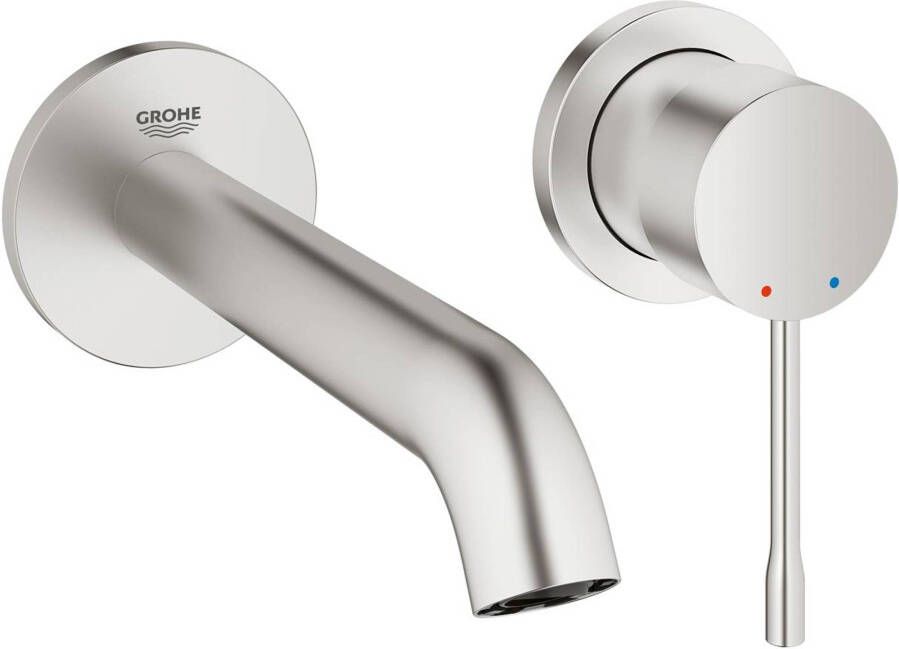 GROHE Essence New Inbouwmengkraan afbouwdeel M-size wand eengreeps 2-gats G1 2" 183mm voorsprong uitloop vast supersteel