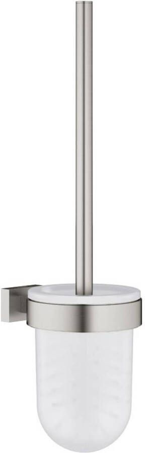 Grohe Essentials Cube closetborstelgarnituur m. glazen inzet wandmodel supersteel 40513DC1 - Foto 2