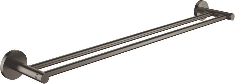 GROHE Essentials handdoekhouder 2x stang 2 gats 600mm functioneel hard graphite geborsteld