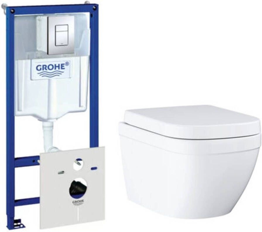 Grohe Euro complete toiletset met Rapid SL inbouwreservoir en chromen bedieningspaneel