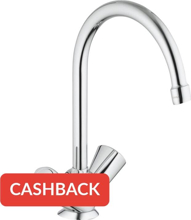 GROHE Costa S Keukenmengkraan tweegreeps 282mm hoogte 192mm hoogte kraanmond 182mm voorsprong uitloop hoog draaibaar chroom - Foto 2
