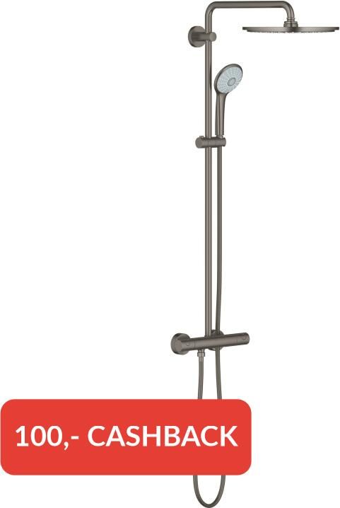 GROHE Euphoria XXL douchesysteem m. douchethermostaat aquadimmer Rainshower Cosmo 310 hoofdd. en handd. brushed hard graphite 26075AL0 - Foto 2