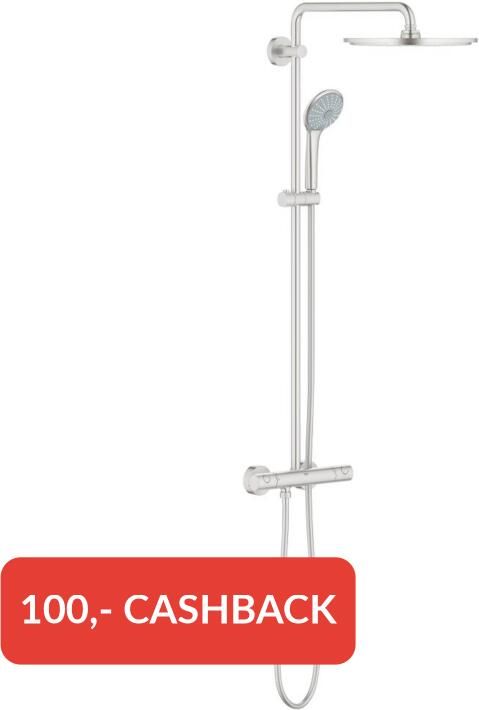 Doucheset Grohe Euphoria XXL Douchesysteem Opbouw Rond Geborsteld RVS 31cm Thermostaatkraan Glijstang Regendouche Handdouche 3 Standen