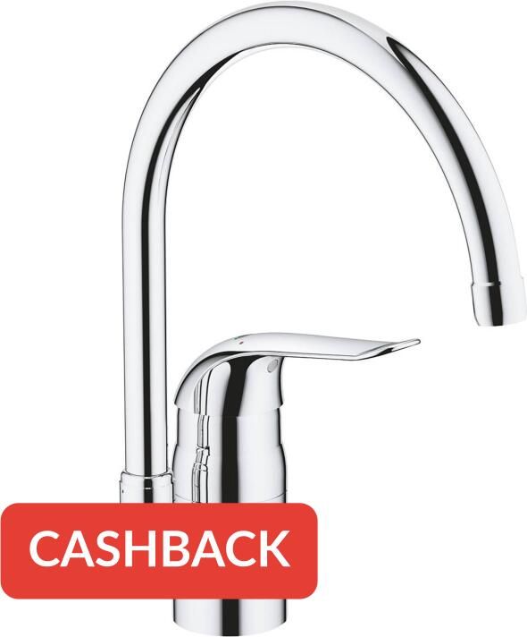 GROHE Euroeco Keukenmengkraan eengreeps 322mm hoogte 200mm hoogte kraanmond 223mm voorsprong uitloop hoog draaibaar chroom
