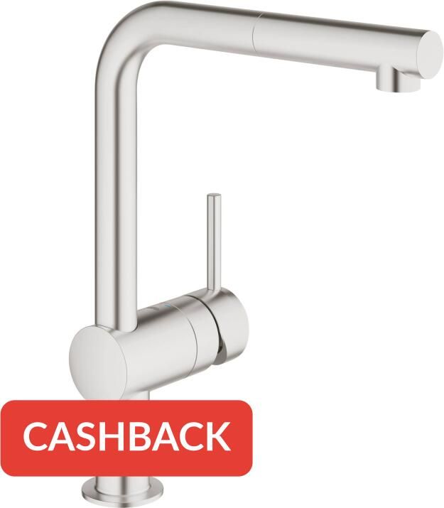 GROHE Minta Keukenmengkraan eengreeps mousseur uittrekbaar 329mm hoogte 217mm voorsprong L uitloop draaibaar supersteel - Foto 3