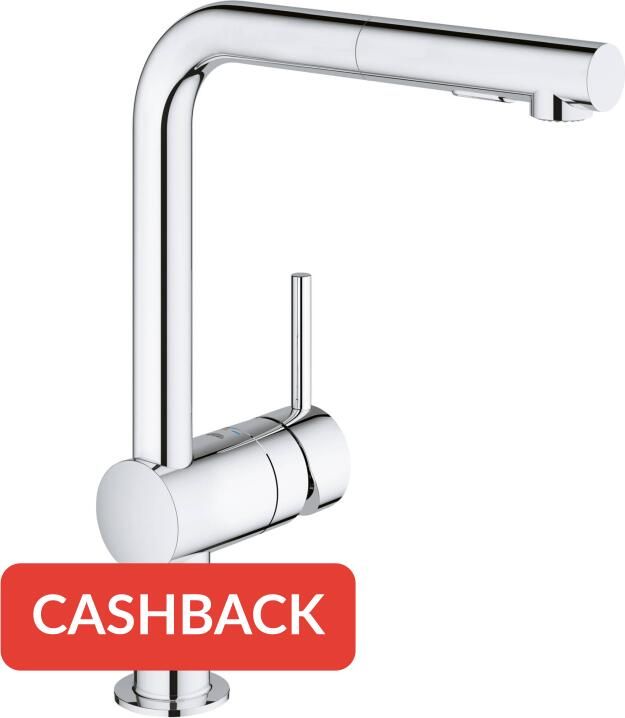 Grohe Minta Keukenkraan hoog uittrekbare l uitloop 2 straalsoorten chroom 30274000