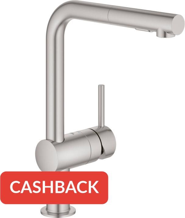 GROHE Minta Keukenmengkraan eengreeps Dual Spray uittrekbaar 328mm hoogte 223mm voorsprong L-uitloop draaibaar supersteel - Foto 3