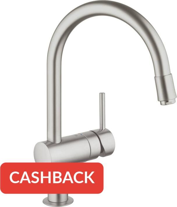 GROHE Minta Keukenmengkraan eengreeps mousseur uittrekbaar 360mm hoogte 209mm voorsprong C-uitloop draaibaar supersteel - Foto 2