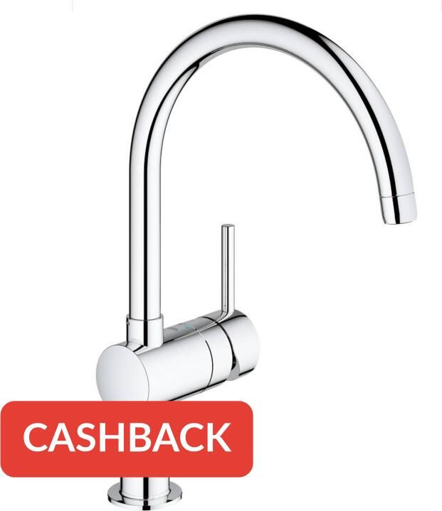 GROHE Minta Keukenmengkraan blad kraangat eengreeps 356mm hoogte 223mm C uitloop draaibaar chroom - Foto 2