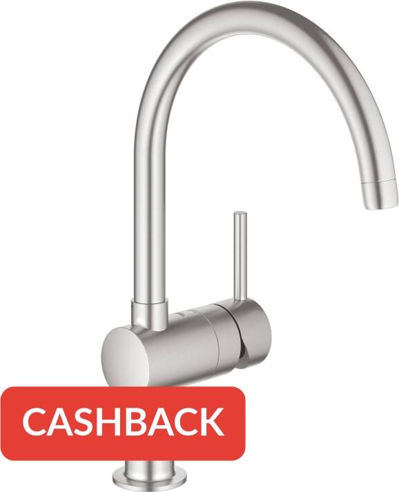 GROHE Minta Keukenmengkraan eengreeps 356mm hoogte 231mm hoogte kraanmond 223mm voorsprong C-uitloop draaibaar supersteel - Foto 2