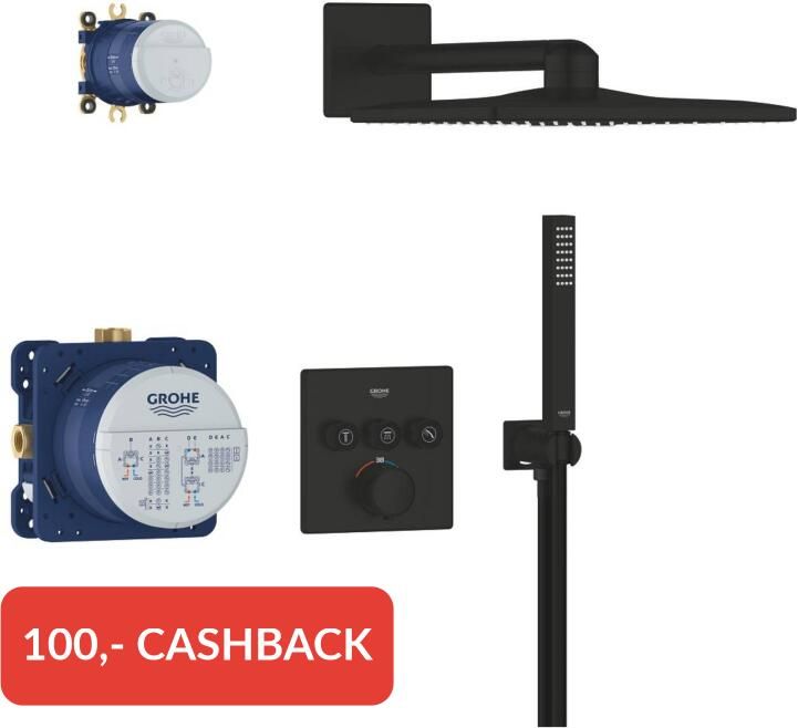 Grohe Regendoucheset Precision Smart Control SmartControl Inbouw Douchesysteem met SmartActiv Vierkant Mat Zwart - Foto 2