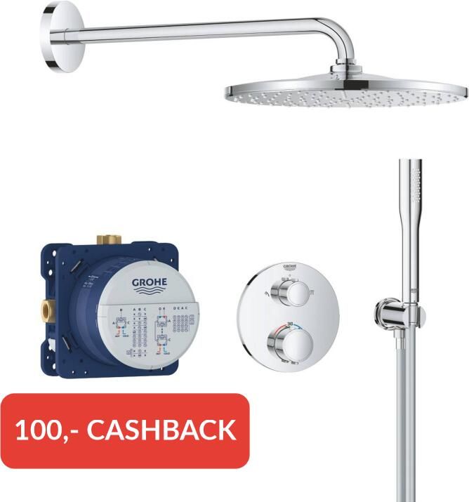 Grohe QuickFix Precision Thermostat Perfect inbouw douchesysteem met Vitalio Rain Mono 310 hoofddouche chroom 34880000