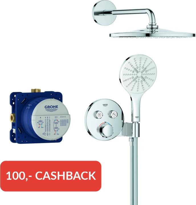 GROHE Precision Smart Control showerset compleet m. handdouche 15cm m. 3 straalsoorten en hoofddouche 31cm m. inbouw douchekraan therm. rond m. 2 functies chroom 34877000 - Foto 2