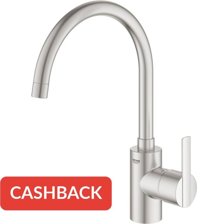 Grohe Keukenkraan Feel Mengkraan 1-Gats Met Instelbare Hoge Uitloop Supersteel RVS