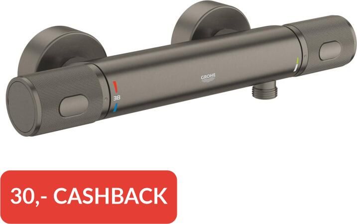 GROHE Precision Feel douche thermostaatkraan met gravering 15cm hard graphite geborsteld