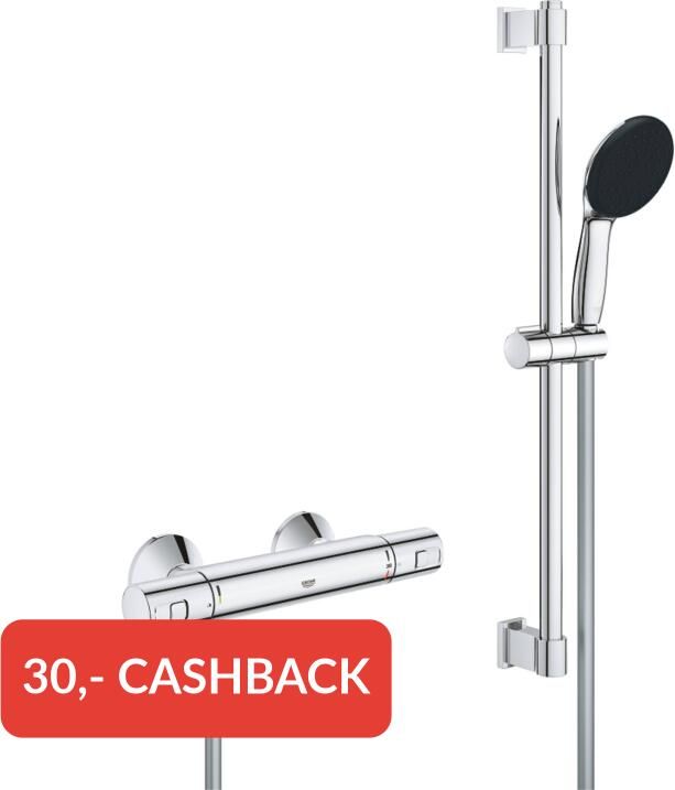 Grohe Precision Start Doucheset thermostatische douchekraan met glijstangset 60cm ronde handdouche 1 straalsoort gladde doucheslang chroom 34597001 - Foto 2