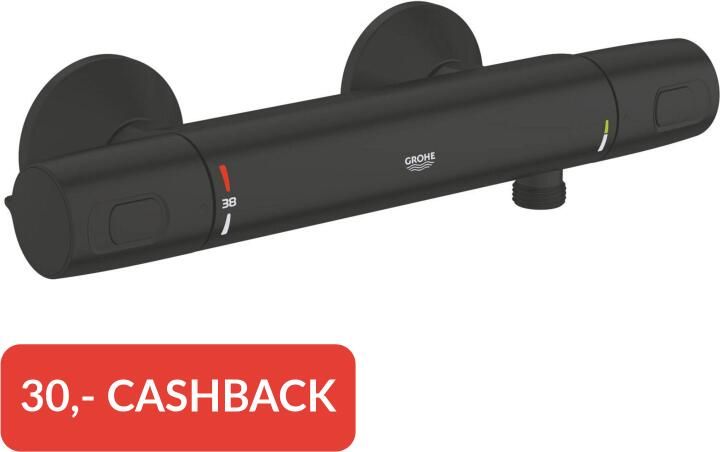 Grohe Precision Trend QuickFix Douchekraan thermostatisch zonder omstel met koppelingen HOH=15cm matte black (zwart) 1022172432 - Foto 2