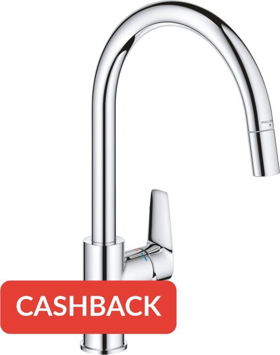 Grohe Start Edge Keukenkraan 1-gats hoge draaibare uittrekbare uitloop voorsprong 21.5cm gesloten greep chroom 30550000 - Foto 2